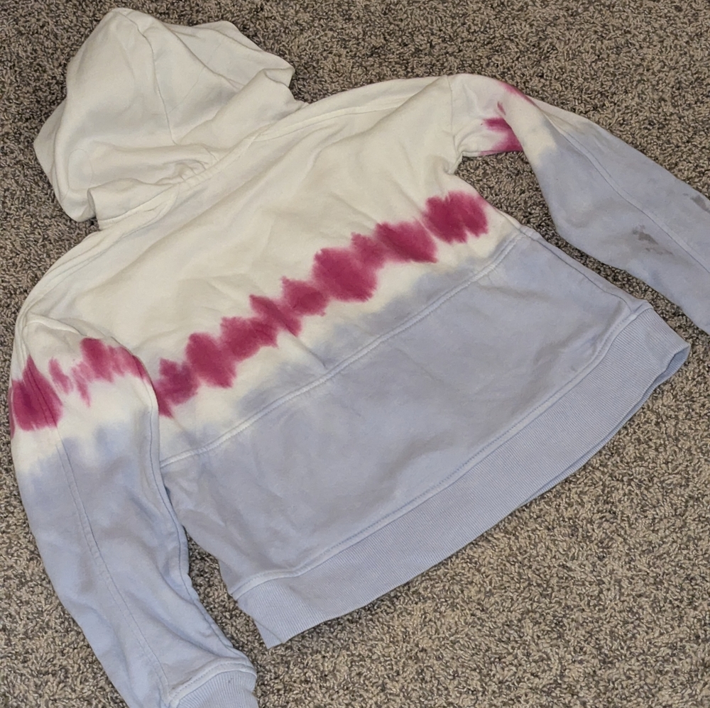 Little Girls White & Lavender Tie-Dye Hoodie with Pink Accent Pullover Hoodie - Picture 4 of 4